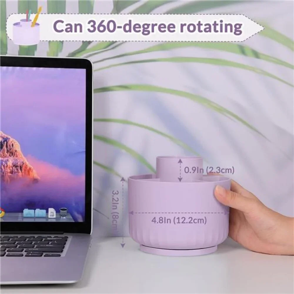 rotating desk organizer pen pencil holder 360 degree desktop storage purple